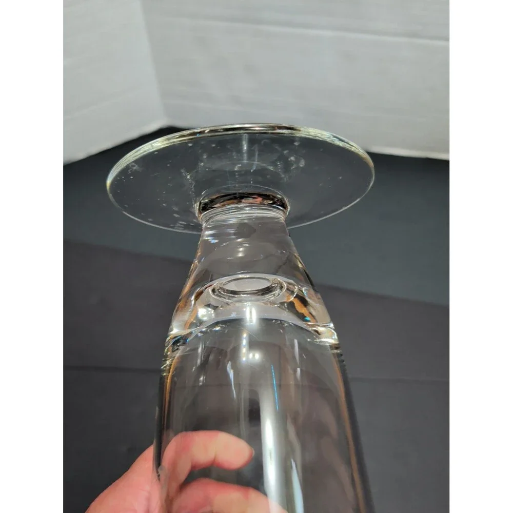 Vtg Etched Clear Glass Footed Trumpet Vase – 9